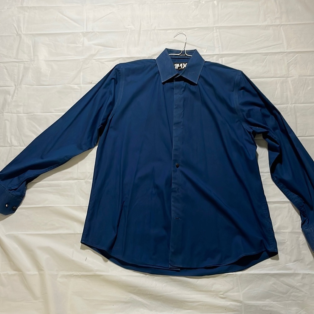 Express 1MX Modern men's button down dress shirt dark navy Size M